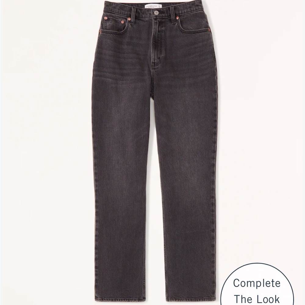 Abercrombie Black The 90s Straight Ultra High Rise Jeans